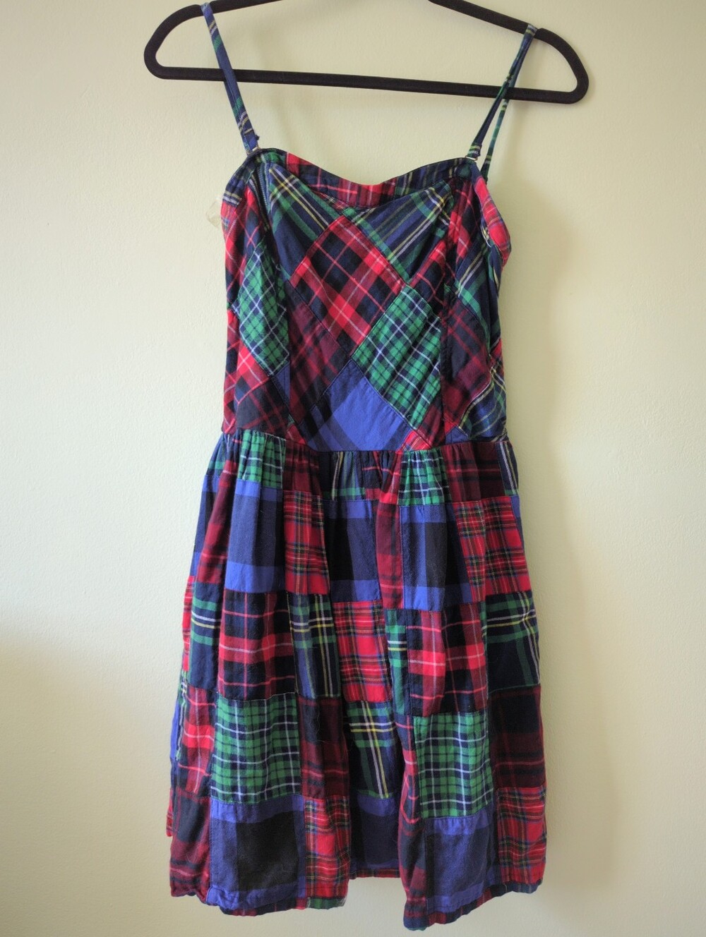 Arizona Cotton Tartan Patchwork Plaid Fit And Flare Mini Dress Medium Y2K